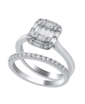 image of Composite Round and Baguette Twin set Diamond (1/2 ct. t.w.) Ring in 14K White Gold