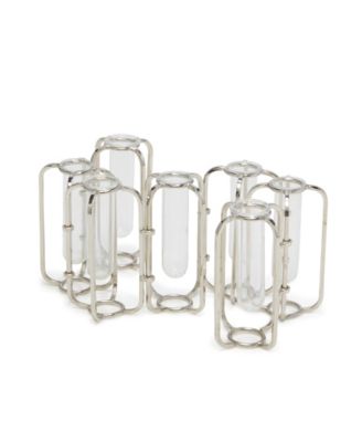 Two's Company - Lavoisier Set of 7 Hinged Flower Vases - Stainless Steel/Glass