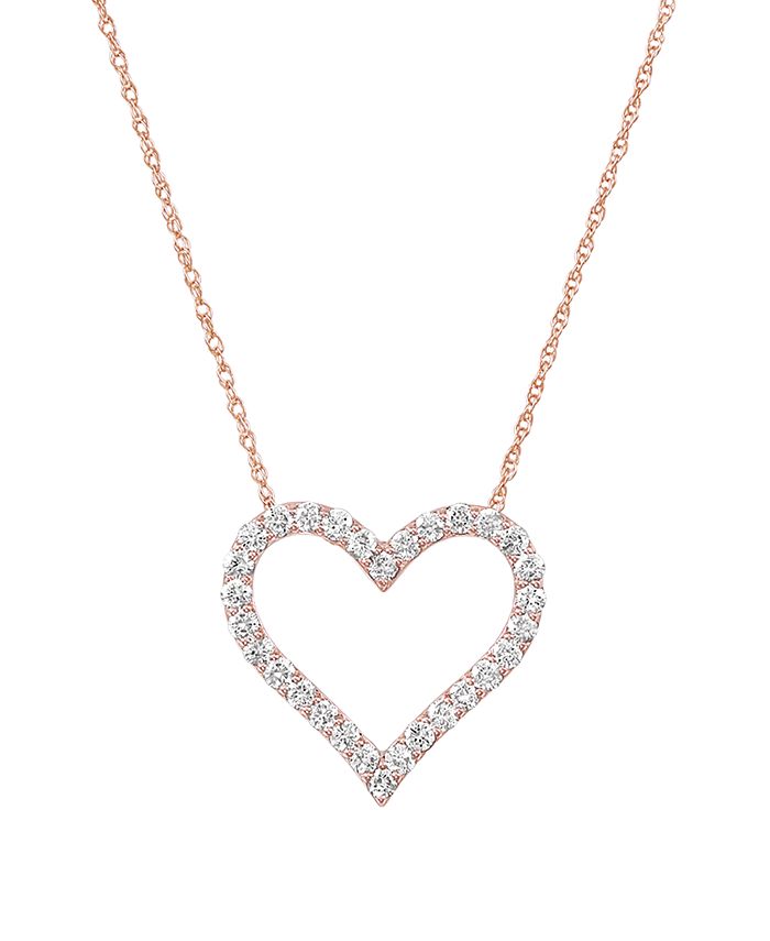 Diamond Heart Pendant Necklace 1 2 ct. t.w. in 14k White Yellow or Rose Gold WEAR IT BOTH WAYS