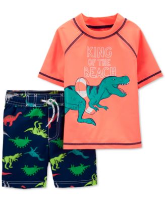 Carter's Toddler Boys 2-Pc. Dinosaur Rash Guard & Swim Trunks Set - Macy's