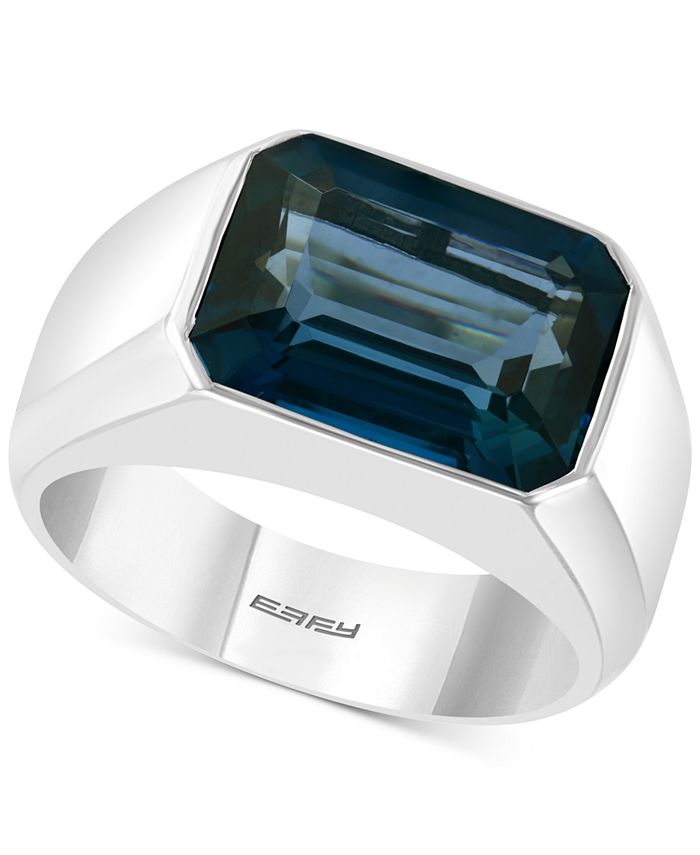 EFFY® Men's London Blue Topaz Ring (9-1/4 ct. t.w.) in Sterling Silver