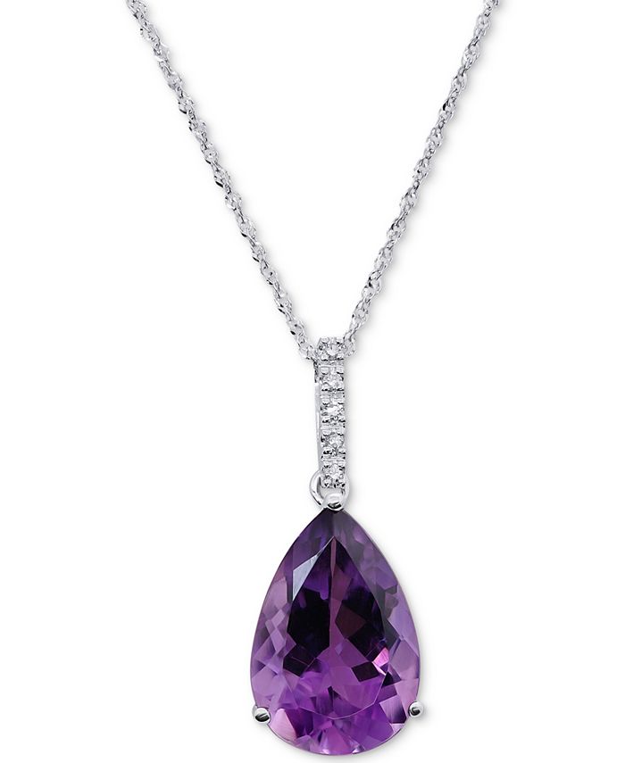 Macy's - Amethyst (4-1/2 ct. t.w.) & Diamond Accent 18" Pendant Necklace in 14k White Gold