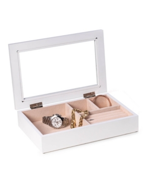 Bey-berk White Solid Wood Jewelry Box In Multi