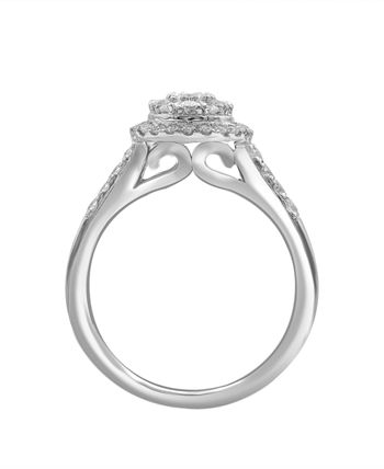 Macy's - Pear Shape Composite Round and Baguette Diamond (1 c.t .w.)  Ring in 14K White Gold