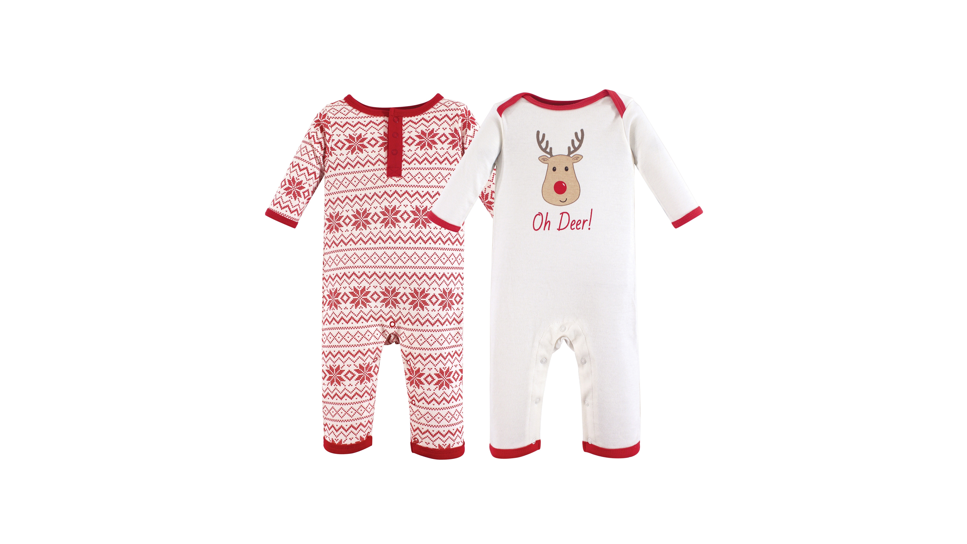 Hudson Baby Boys Cotton Coveralls 2pk, Reindeer, Months