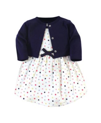 Touched by Nature Baby Girls Natural Cotton Dress and Cardigan - Navy 20$