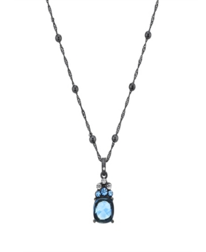 image of 2028 Black-Tone Crystal Drop Necklace