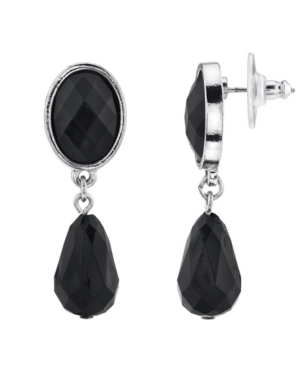 image of 2028 Silver-Tone Faceted Drop Earring