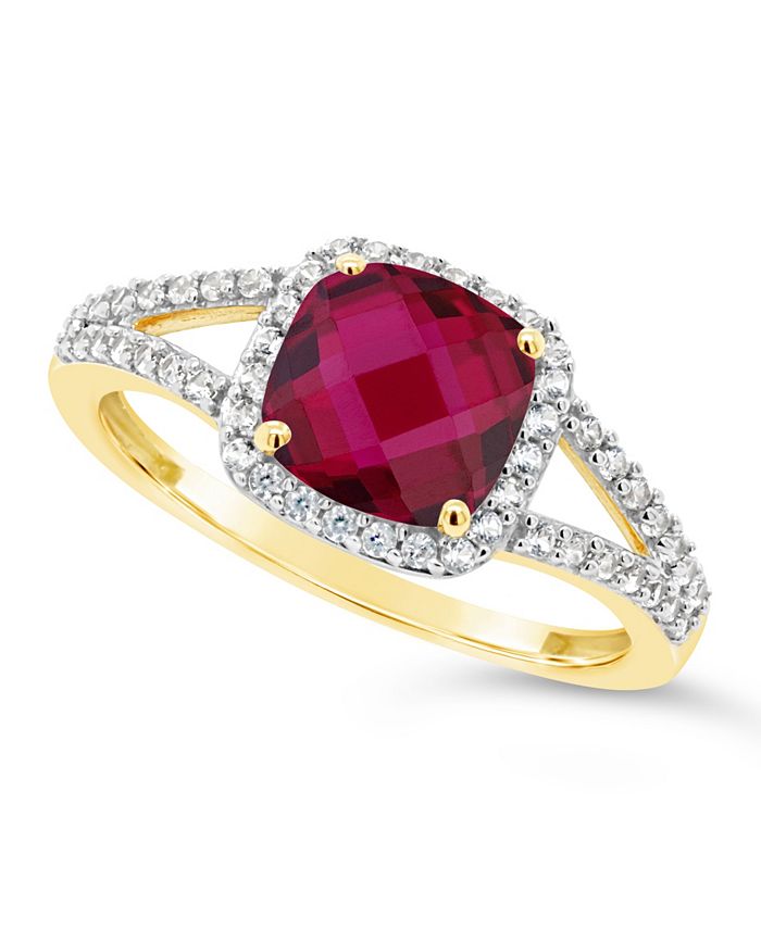 Macy's - Created Ruby (1-3/4 ct. t.w.) and Created White Sapphire (1/4 ct. t.w.) Ring in 10k Yellow Gold