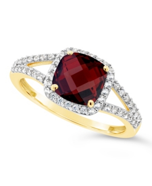 image of Garnet (2 ct. t.w.) and Created White Sapphire (1/4 ct. t.w.) Ring in 10k Yellow Gold