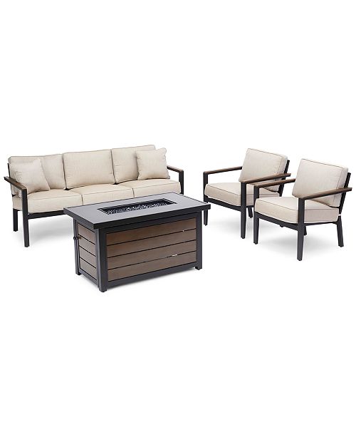 Furniture Stockholm Outdoor 4 Pc Seating Set Sofa 2 Club Chairs
