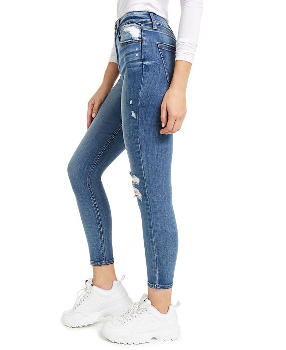 ripped high rise jeans