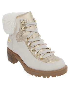 Juicy Couture Women's Indulgence Fashion Hiker Boot Women's Shoes In White/ Gold