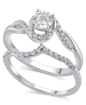 image of Certified Diamond (3/8 ct. t.w.) Bridal Set in 14K White Gold