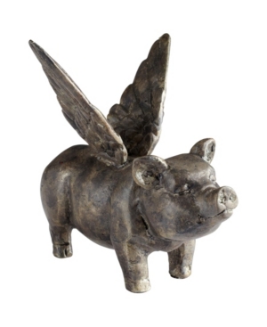 Shop Cyan Design Flying Floyd Pig Sculpture In Dark Gray