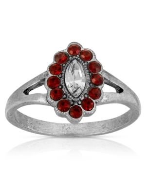 image of Pewter Diamond Shaped Crystal Ring