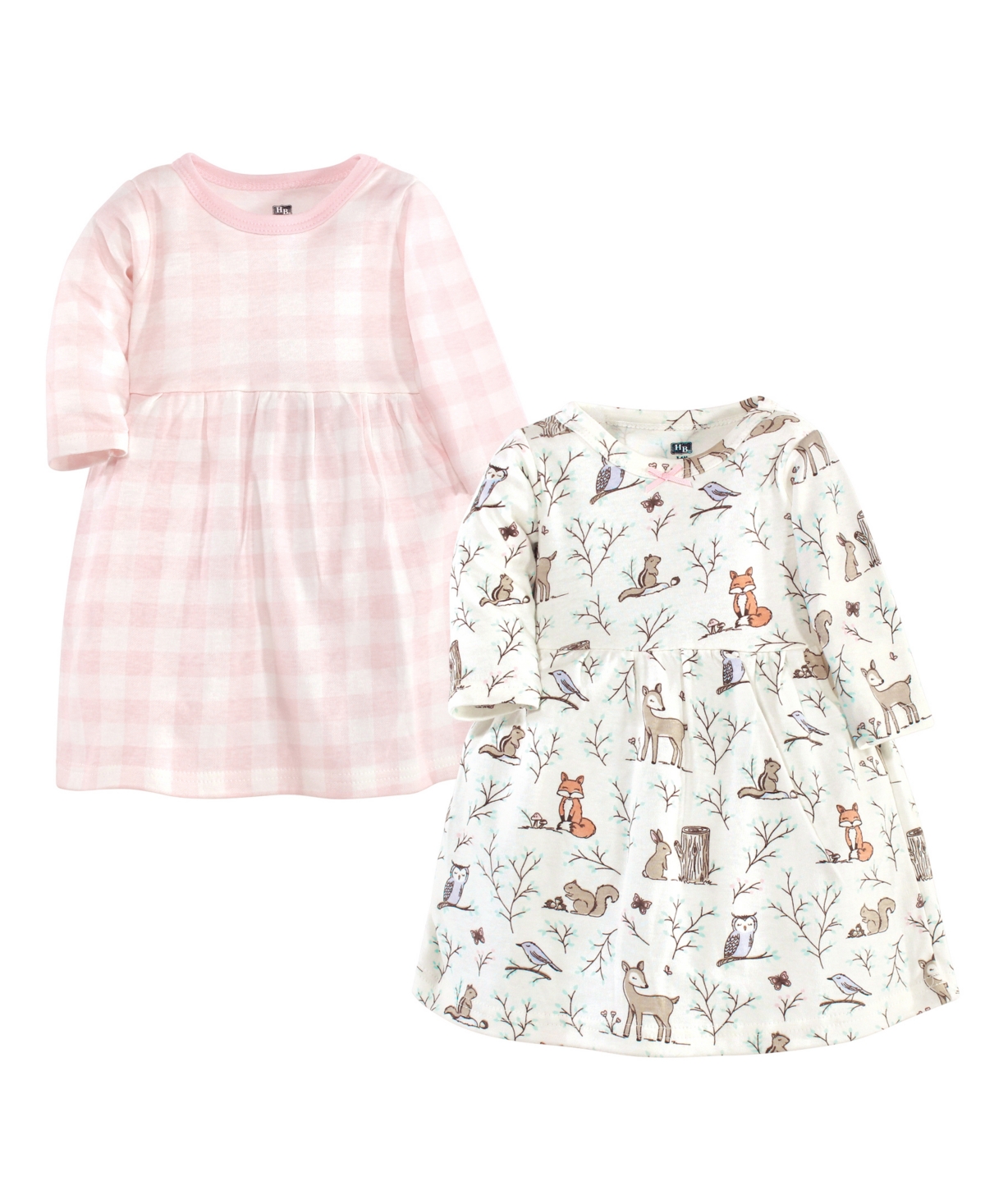 Hudson Baby Baby Girls Hudson Cotton Long-Sleeve Dresses 2pk,- Enchanted forest
