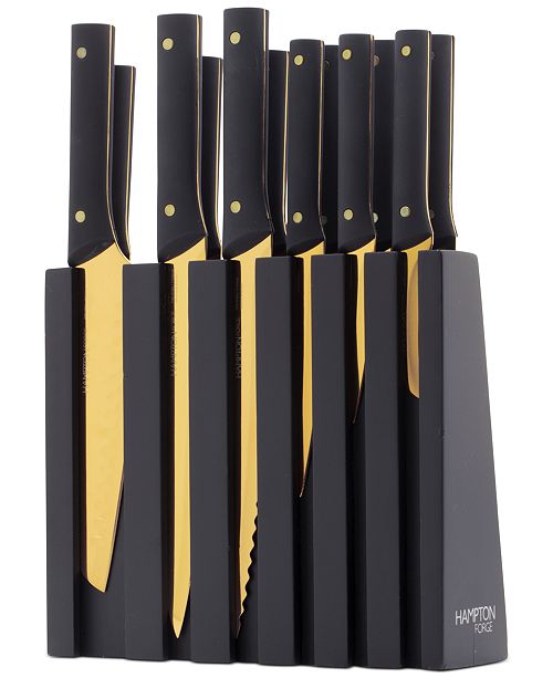Hampton Forge Knight Gold 13 Pc Titanium Plated Cutlery Block Set Reviews Cutlery Knives Kitchen Macy S
