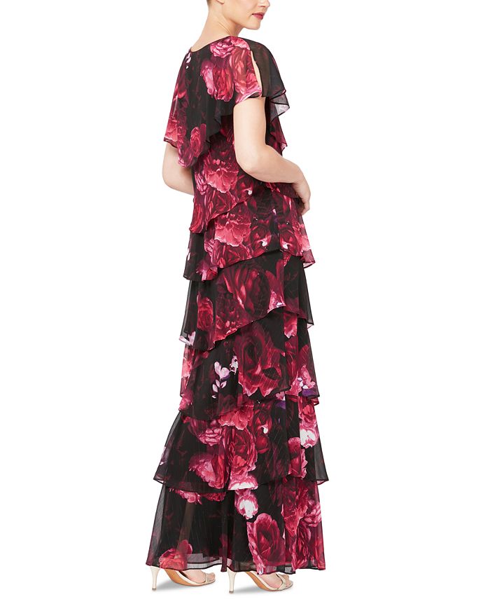 SL Fashions 9279146 Petite Jersey Floral Short Dress