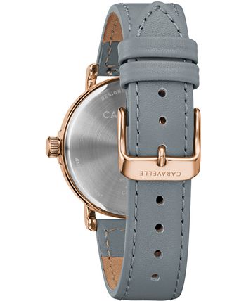 Caravelle - Women's Gray Leather Strap Watch 36mm