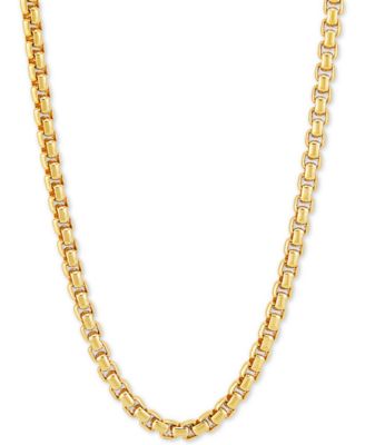 Rounded Box Link Chain Necklaces In Sterling Silver 18k Gold Plated Sterling Silver