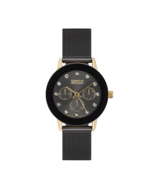image of American Exchange Ladies Genuine Diamond Collection Black Mesh Bracelet Watch, 33.5mm