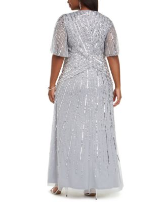 Adrianna Papell Plus Size Beaded Gown - Macy's