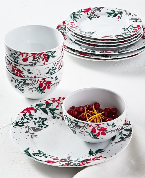 Martha Stewart Collection Royal Blush 12 Pc Dinnerware Set Service For 4 Created For Macy S Reviews Dinnerware Dining Macy S