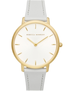image of Rebecca Minkoff Women-s Major Gray Leather Strap Watch 35mm