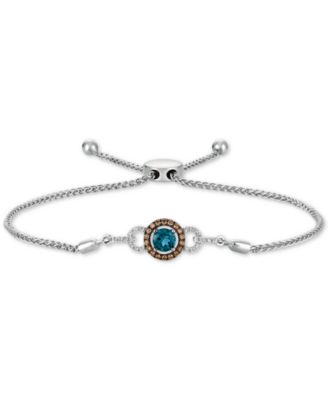 Le Vian - Deep Sea Blue Topaz (3/8 ct. t.w.) & Diamond (1/4 ct. t.w.) Bolo Bracelet in 14k White Gold