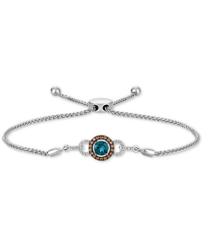 Le Vian - Deep Sea Blue Topaz (3/8 ct. t.w.) & Diamond (1/4 ct. t.w.) Bolo Bracelet in 14k White Gold