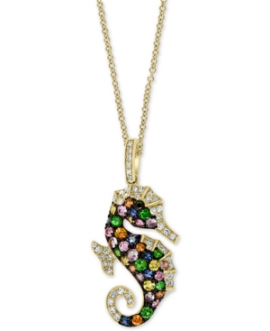 image of Effy Multi-Gemstone (7/8 ct. t.w.) and Diamond (1/5 ct. t.w.) Seahorse 18