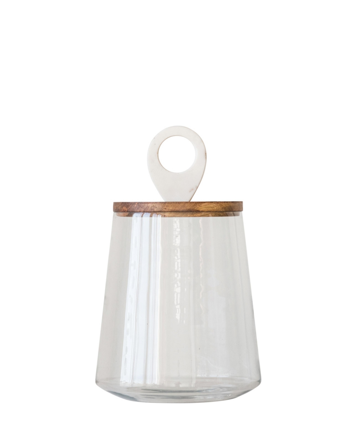 Bloomingville Large Clear Glass Jar With Mango Wood & Marble Lid