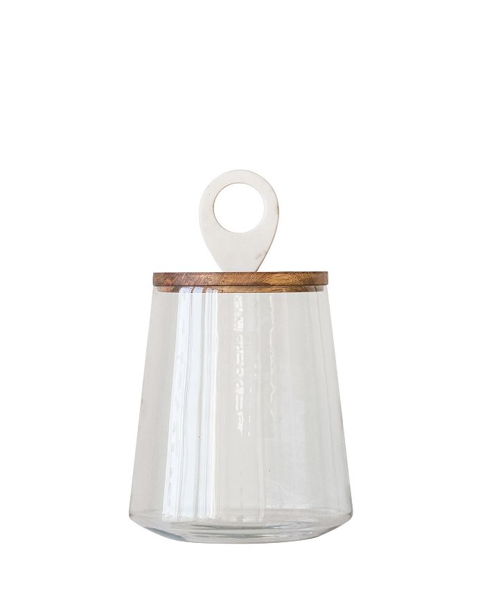Bloomingville Large Clear Glass Jar with Mango Wood & Marble Lid - Macy's