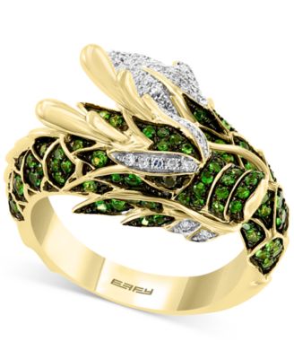 EFFY Collection - Tsavorite (3/4 ct. t.w.) & Diamond (1/5 ct. t.w.) Dragon Statement Ring in 14k Gold