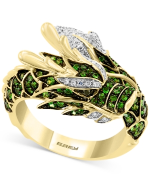 image of Effy Tsavorite (3/4 ct. t.w.) & Diamond (1/5 ct. t.w.) Dragon Statement Ring in 14k Gold