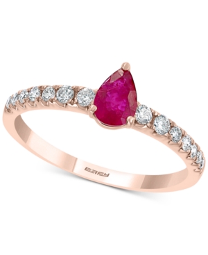 image of Effy Certified Ruby (1/2 ct. t.w.) & Diamond (1/2 ct. t.w.) Statement Ring in 14k Rose Gold