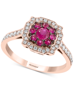 image of Effy Certified Ruby (1/2 ct. t.w.) & Diamond (1/3 ct. t.w.) Ring in 14k Rose Gold