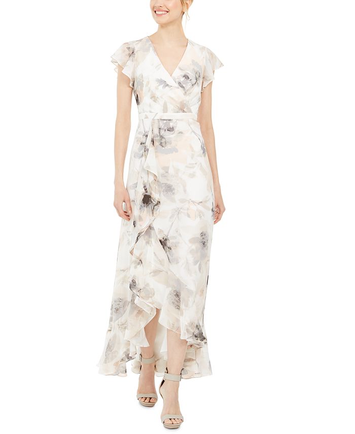 Calvin klein printed online chiffon gown