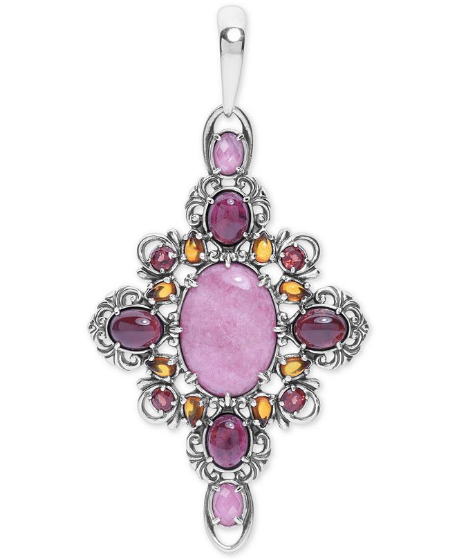 Carolyn Pollack MultiGemstone Flower Enhancer Pendant in Sterling