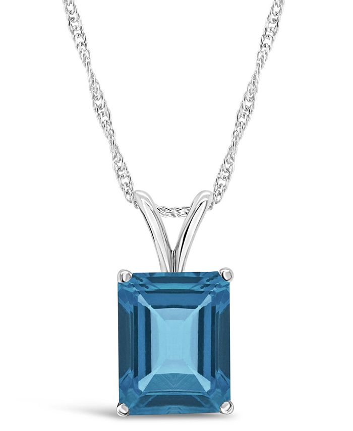 Macy's - Emerald-cut Pendant Necklace in Sterling Silver. Available in Blue Topaz, Amethyst, and Citrine