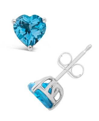 Macy's - Gemstone Stud Earrings in Sterling Silver. Available in Blue Topaz (2 ct. t.w.) and Amethyst (1-1/3 ct. t.w.)