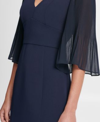 DARING DIVA Women's Sheath 3/4 Sleeves Stand Collar A-Line Dress XL Royal Blue