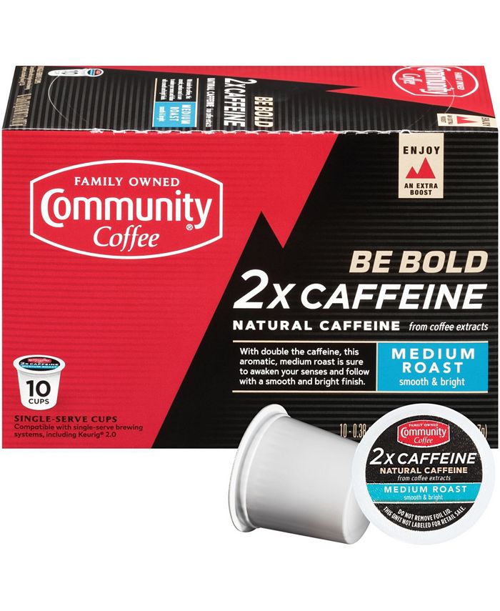 Community Coffee 2X Caffeine Medium Roast Single Serve Pods, Keurig K