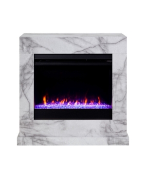 Shop Southern Enterprises Ileana Faux Marble Color Changing Electric Fireplace In White