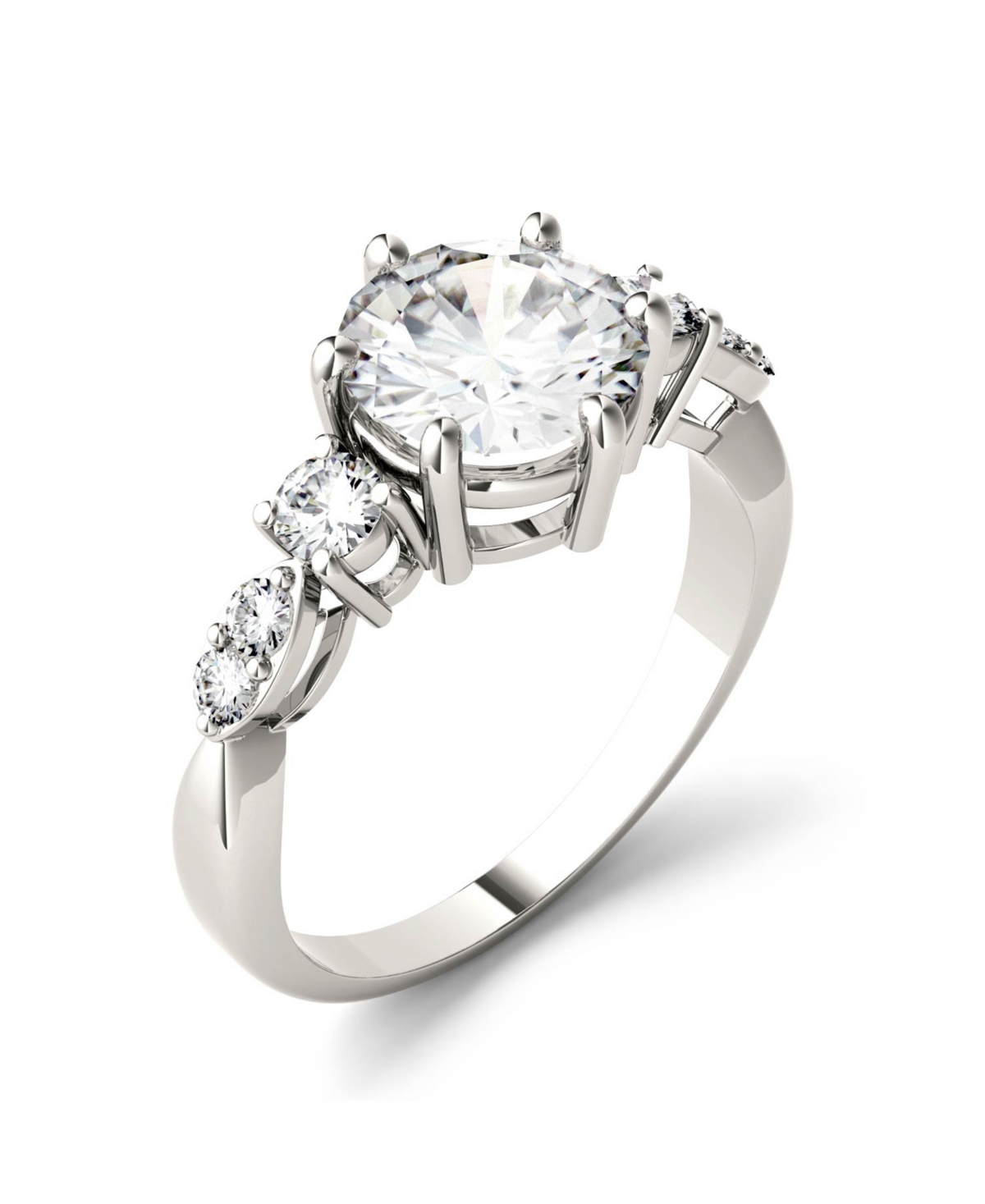 Shop Charles & Colvard Moissanite Engagement Ring 2-1/5 Ct. T.w. Diamond Equivalent In 14k White Gold