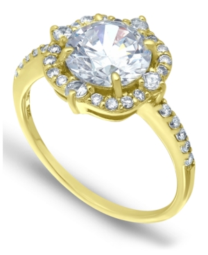 image of Cubic Zirconia Fancy Halo Ring in 18K Gold Plate