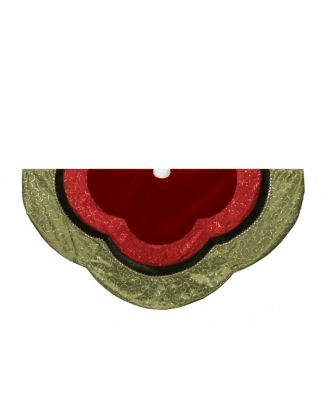 Kurt Adler - 54-Inch Velvet and Silk Gold/Green/Red Scalloped Embroidered Sequin Tree skirt with Metallic Trim