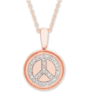image of Diamond (1/10 ct. t.w.) Peace Sign Pendant in 14k Yellow or Rose Gold