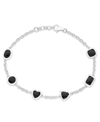 Macy's - Multi-Shaped Black Onyx (6mm & 7 x 5 mm) Bracelet in Sterling Silver